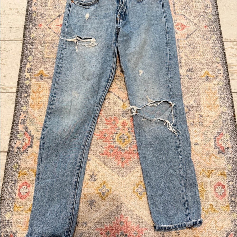 Levi's Light Blue Ripped Jeans- 501 S